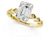 Yellow gold Emerald Cut Solitaire Diamond Ring with Infinity Twist Band and Four-Prong Setting_10