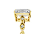 Yellow gold Emerald Cut Solitaire Diamond Ring with Infinity Twist Band and Four-Prong Setting_14