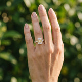 Yellow gold Emerald Cut Solitaire Diamond Ring with Pave Band and Four-Prong Setting_12