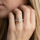Yellow gold Emerald Cut Solitaire Diamond Ring with Pave Band and Four-Prong Setting_14