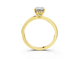 Yellow gold Emerald Cut Solitaire Diamond Ring with Prong Setting and Plain Band_10