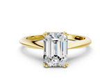 Yellow gold Emerald Cut Solitaire Diamond Ring with Six-Prong Setting and Classic Band_12