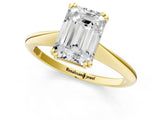 Yellow gold Emerald Cut Solitaire Diamond Ring with Six-Prong Setting and Classic Band_13