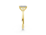 Yellow gold Emerald Cut Solitaire Diamond Ring with Six-Prong Setting and Classic Band_14