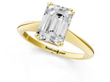 Yellow gold Emerald Cut Solitaire Diamond Ring with Six-Prong Setting and Classic Band_4