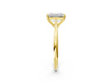Yellow gold Emerald Cut Solitaire Diamond Ring with Six-Prong Setting and Classic Band_5