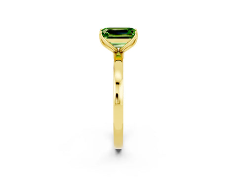 Yellow gold Emerald Cut Solitaire Diamond Ring with Thin Band and Four-Prong Setting_2
