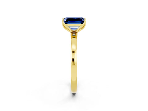 Yellow gold Emerald Cut Solitaire Diamond Ring with Thin Band and Four-Prong Setting_2