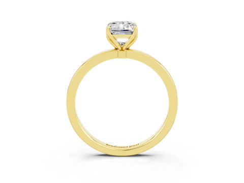 Yellow gold Emerald Cut Solitaire Diamond Ring with Thin Band and Four-Prong Setting_3