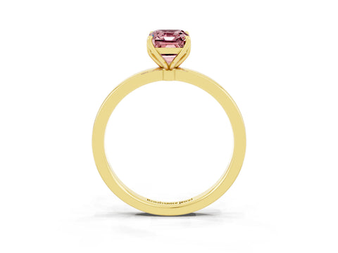 Yellow gold Emerald Cut Solitaire Diamond Ring with Thin Band and Four-Prong Setting_3