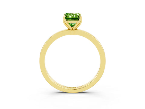 Yellow gold Emerald Cut Solitaire Diamond Ring with Thin Band and Four-Prong Setting_3