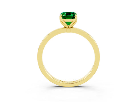 Yellow gold Emerald Cut Solitaire Diamond Ring with Thin Band and Four-Prong Setting_3