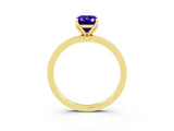 Yellow gold Emerald Cut Solitaire Diamond Ring with Thin Band and Four-Prong Setting_3