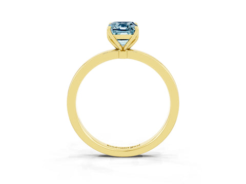 Yellow gold Emerald Cut Solitaire Diamond Ring with Thin Band and Four-Prong Setting_3