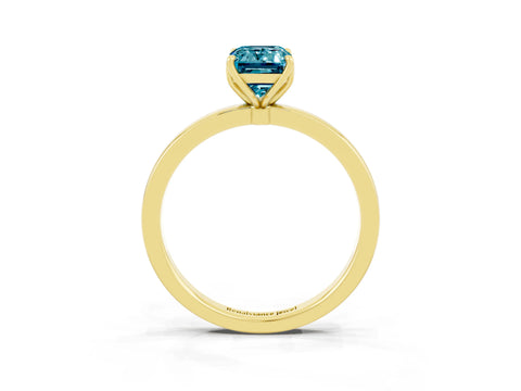 Yellow gold Emerald Cut Solitaire Diamond Ring with Thin Band and Four-Prong Setting_3