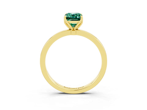 Yellow gold Emerald Cut Solitaire Diamond Ring with Thin Band and Four-Prong Setting_3