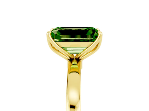Yellow gold Emerald Cut Solitaire Diamond Ring with Thin Band and Four-Prong Setting_5