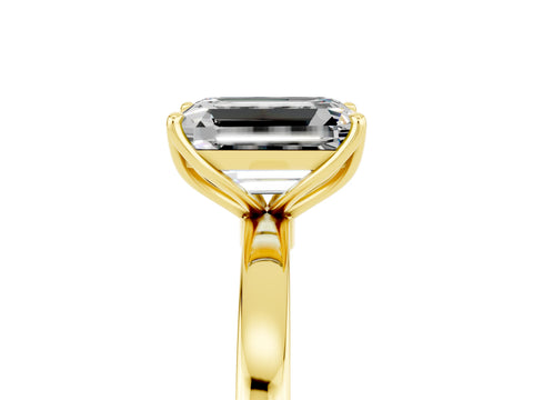 Yellow gold Emerald Cut Solitaire Diamond Ring with Thin Band and Four-Prong Setting_5