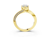 Yellow gold Emerald Cut Solitaire Diamond Twist Band with Pavé Setting and Four-Prong Setting_10
