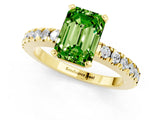 Yellow gold Emerald Cut Solitaire Diamond with Pavé Band and Four-Prong Setting_1