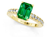 Yellow gold Emerald Cut Solitaire Diamond with Pavé Band and Four-Prong Setting_1