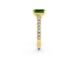 Yellow gold Emerald Cut Solitaire Diamond with Pavé Band and Four-Prong Setting_2