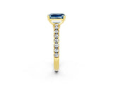 Yellow gold Emerald Cut Solitaire Diamond with Pavé Band and Four-Prong Setting_2