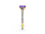 Yellow gold Emerald Cut Solitaire Diamond with Pavé Band and Four-Prong Setting_2