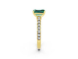 Yellow gold Emerald Cut Solitaire Diamond with Pavé Band and Four-Prong Setting_2
