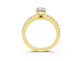 Yellow gold Emerald Cut Solitaire Diamond with Pavé Band and Four-Prong Setting_3