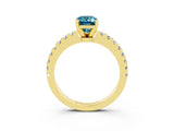 Yellow gold Emerald Cut Solitaire Diamond with Pavé Band and Four-Prong Setting_3