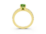Yellow gold Emerald Cut Solitaire Diamond with Pavé Band and Four-Prong Setting_3