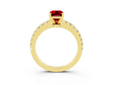 Yellow gold Emerald Cut Solitaire Diamond with Pavé Band and Four-Prong Setting_3