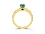 Yellow gold Emerald Cut Solitaire Diamond with Pavé Band and Four-Prong Setting_3