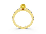 Yellow gold Emerald Cut Solitaire Diamond with Pavé Band and Four-Prong Setting_3