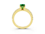 Yellow gold Emerald Cut Solitaire Diamond with Pavé Band and Four-Prong Setting_3
