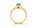 Yellow gold Emerald Cut Solitaire Diamond with Pavé Band and Four-Prong Setting_3