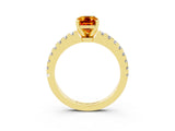 Yellow gold Emerald Cut Solitaire Diamond with Pavé Band and Four-Prong Setting_3