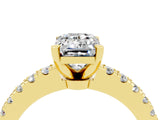 Yellow gold Emerald Cut Solitaire Diamond with Pavé Band and Four-Prong Setting_4