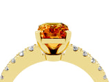 Yellow gold Emerald Cut Solitaire Diamond with Pavé Band and Four-Prong Setting_4