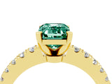 Yellow gold Emerald Cut Solitaire Diamond with Pavé Band and Four-Prong Setting_4