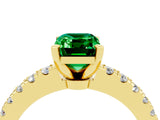 Yellow gold Emerald Cut Solitaire Diamond with Pavé Band and Four-Prong Setting_4