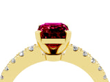 Yellow gold Emerald Cut Solitaire Diamond with Pavé Band and Four-Prong Setting_4