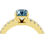 Yellow gold Emerald Cut Solitaire Diamond with Pavé Band and Four-Prong Setting_4