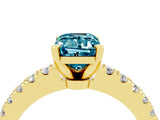 Yellow gold Emerald Cut Solitaire Diamond with Pavé Band and Four-Prong Setting_4