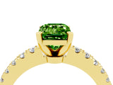 Yellow gold Emerald Cut Solitaire Diamond with Pavé Band and Four-Prong Setting_4
