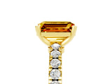 Yellow gold Emerald Cut Solitaire Diamond with Pavé Band and Four-Prong Setting_5