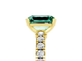 Yellow gold Emerald Cut Solitaire Diamond with Pavé Band and Four-Prong Setting_5