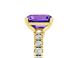Yellow gold Emerald Cut Solitaire Diamond with Pavé Band and Four-Prong Setting_5