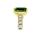 Yellow gold Emerald Cut Solitaire Diamond with Pavé Band and Four-Prong Setting_5